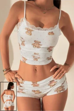 Cute Teddy Bear Sleeveless Romper