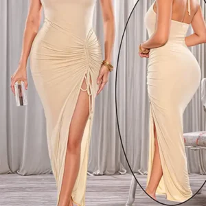 Elegant Sleeveless Ruched Maxi Dress