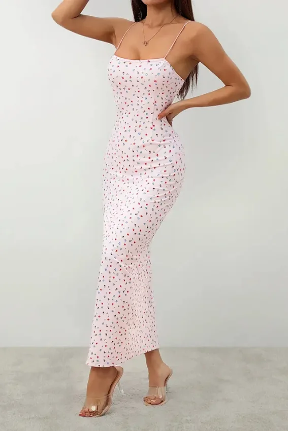 Floral Print Spaghetti Strap Dress