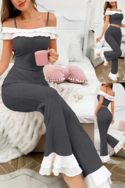 Stylish Off-Shoulder Ruffle Set