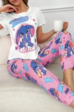 Cute Cartoon Short Sleeve Pajama Set