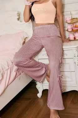 Striped Lounge Pants with Stylish Ties