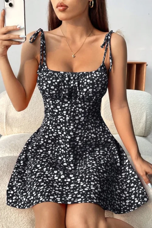 Floral Print Sleeveless Mini Dress - Image 4