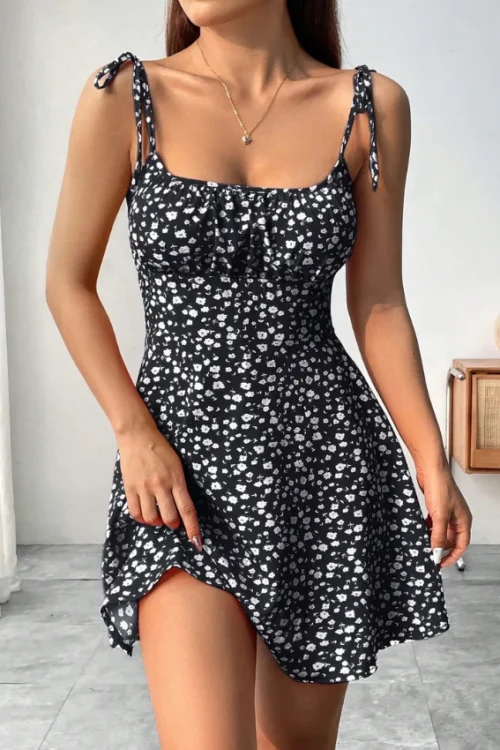 Floral Print Sleeveless Mini Dress - Image 3