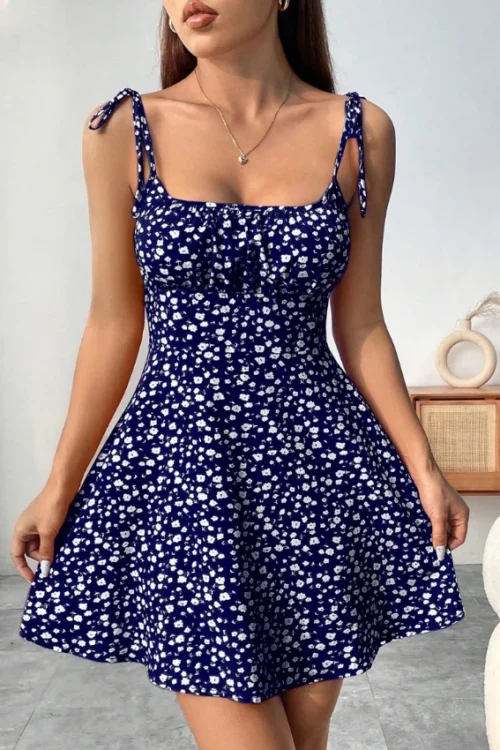 Floral Print Sleeveless Mini Dress - Image 5