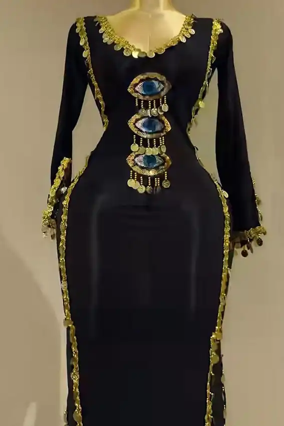 Elegant Long Sleeve Embellished Dress