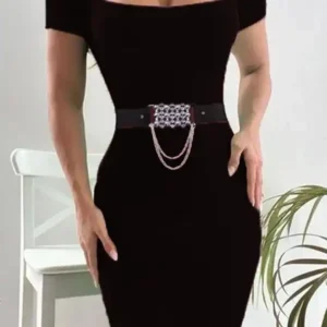 Red Short Sleeve Bodycon Dress