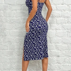 Floral Pattern Spaghetti Strap Dress