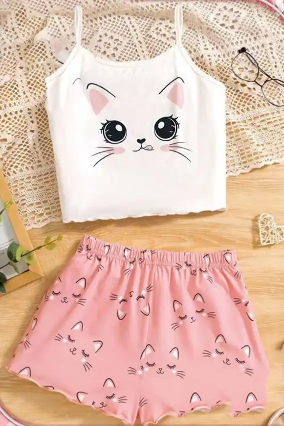 Cute Cat Pajama Set for Kids