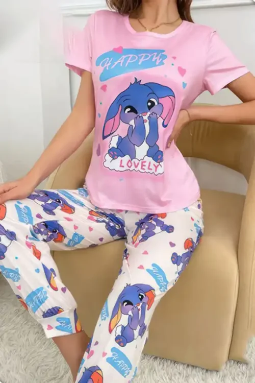 Cute Cartoon Print Pajama Set