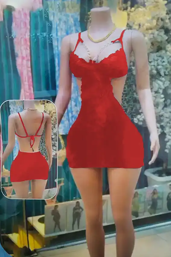 Lace Strappy Backless Mini Dress