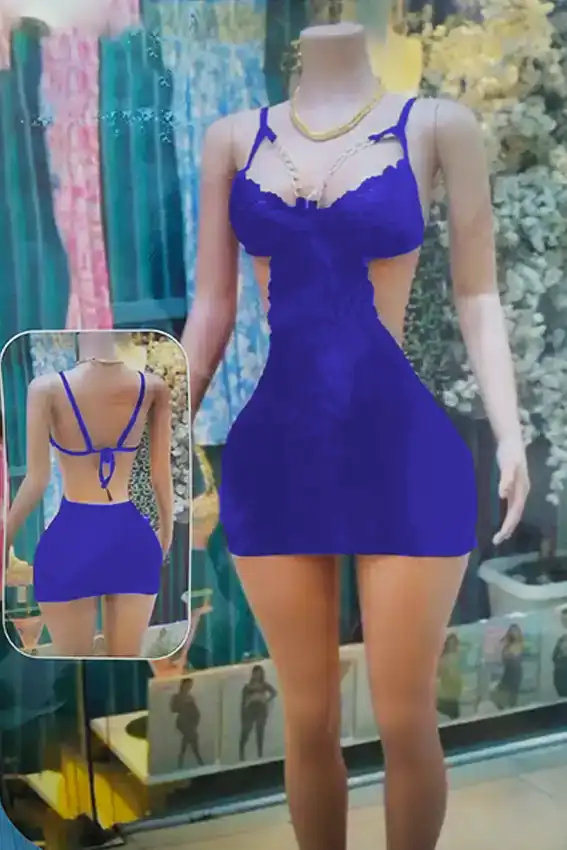 Lace Strappy Backless Mini Dress
