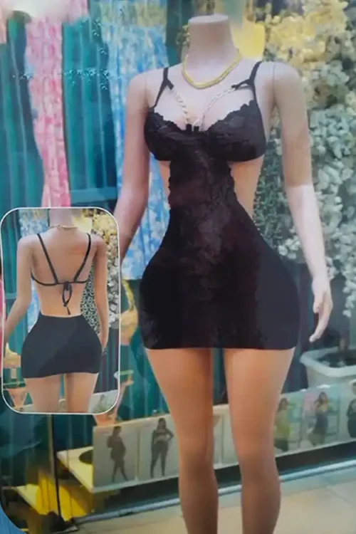 Lace Strappy Backless Mini Dress
