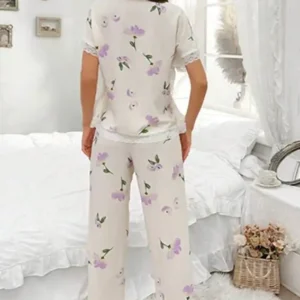 Floral Lace Trim Pajama Set