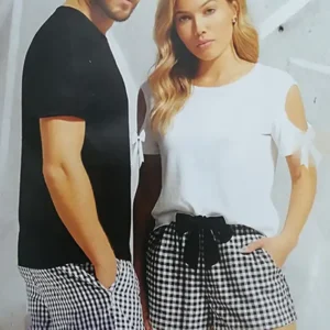 Gingham Shorts and Cold-Shoulder Top Set