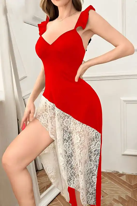 Elegant Asymmetrical Lace Dress