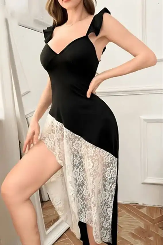 Elegant Asymmetrical Lace Dress