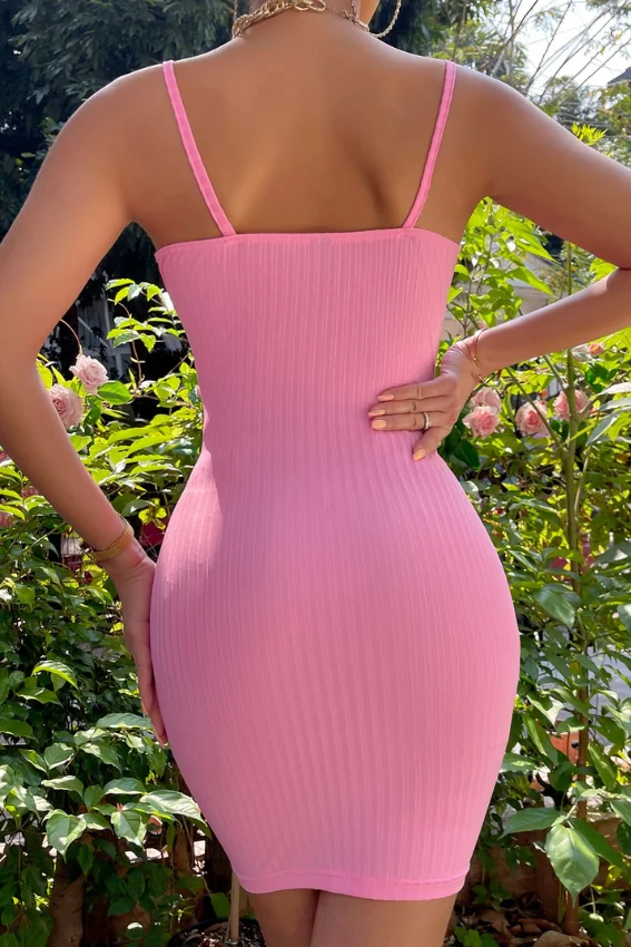 Pink Ruched Sleeveless Mini Dress
