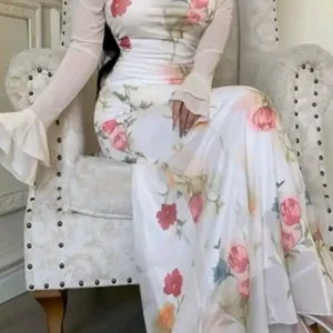 Elegant Floral Long Sleeve Dress
