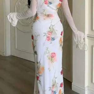 Elegant Floral Long Sleeve Dress