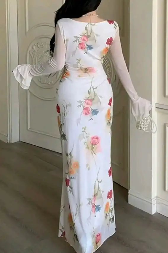 Elegant Floral Long Sleeve Dress