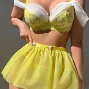 Lace Floral Bralette and Skirt Set