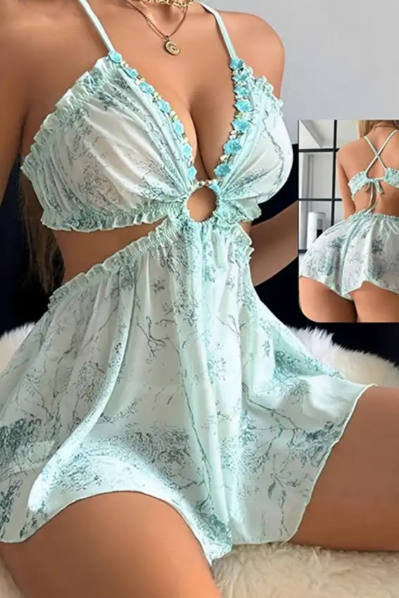 Floral Sleeveless Cutout Romper