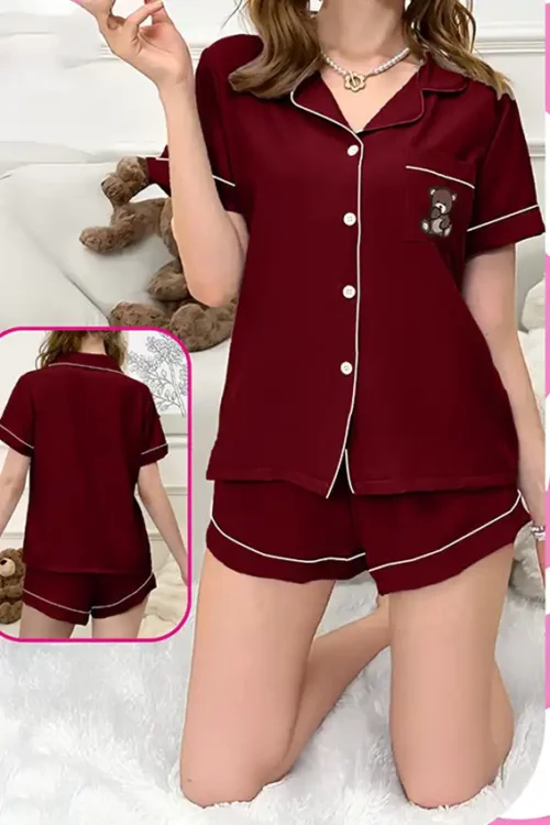 Cute Bear Short Sleeve Pajama Set