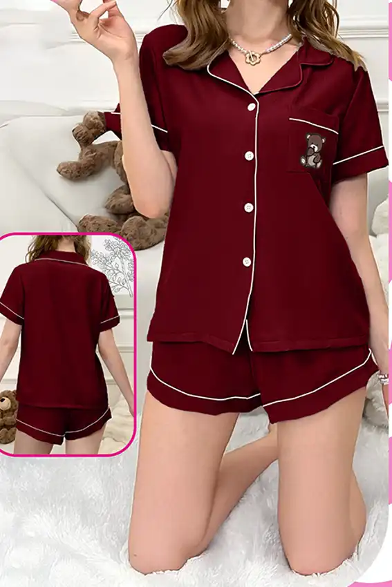 Cute Bear Short Sleeve Pajama Set