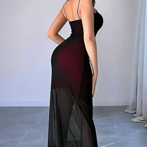 Elegant Sheer Spaghetti Strap Dress
