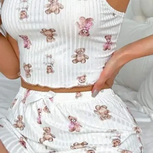 Teddy Bear Print Pajama Set