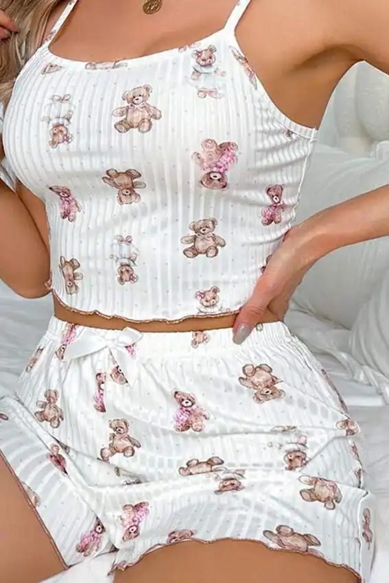 Teddy Bear Print Pajama Set