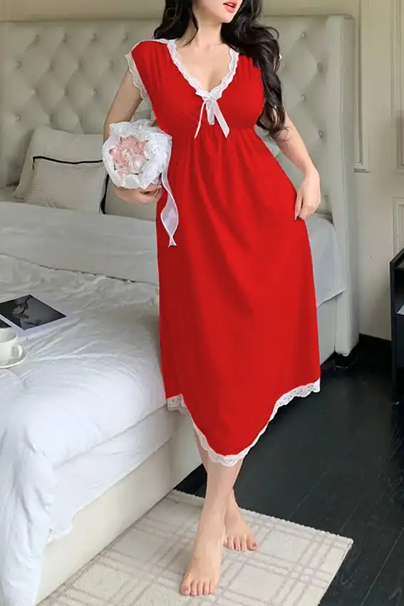 Elegant Lace Cap Sleeve Nightdress