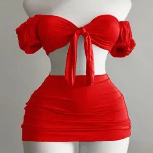 Elegant Red Off-Shoulder Mini Dress