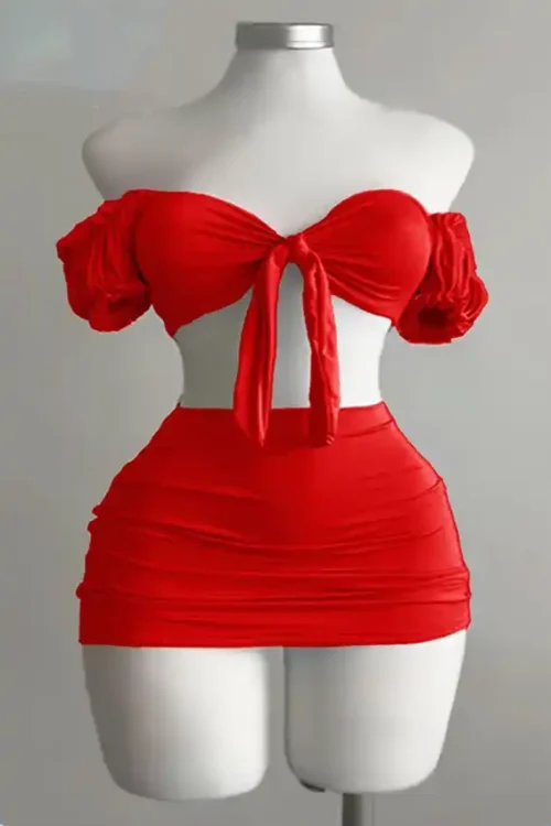 Elegant Red Off-Shoulder Mini Dress