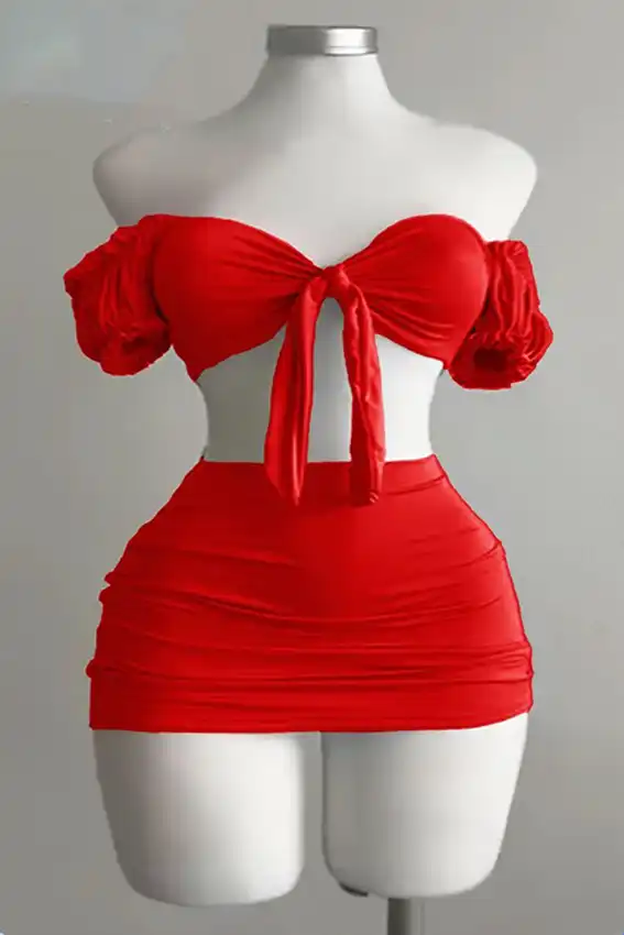 Elegant Red Off-Shoulder Mini Dress