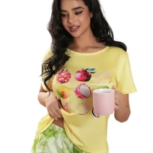Fruit Print Short Sleeve Top & Shorts