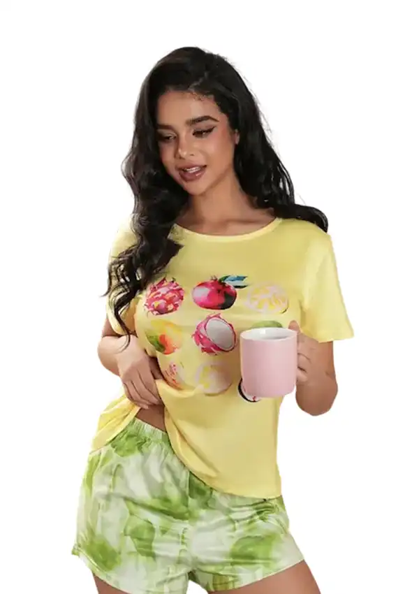 Fruit Print Short Sleeve Top & Shorts