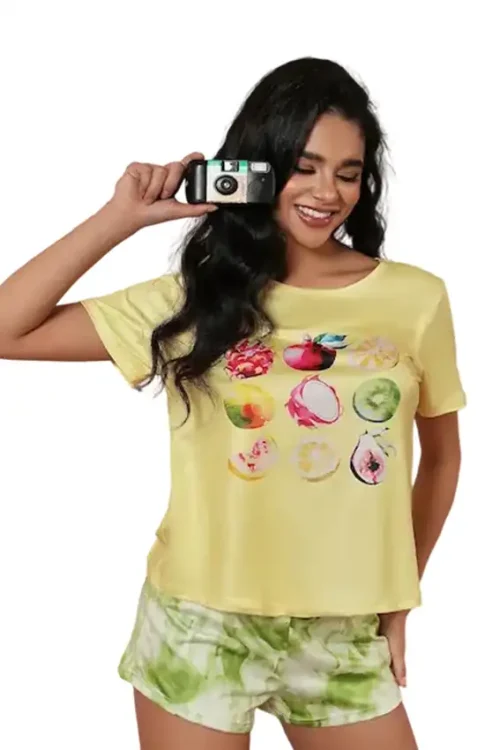 Fruit Print Short Sleeve Top & Shorts