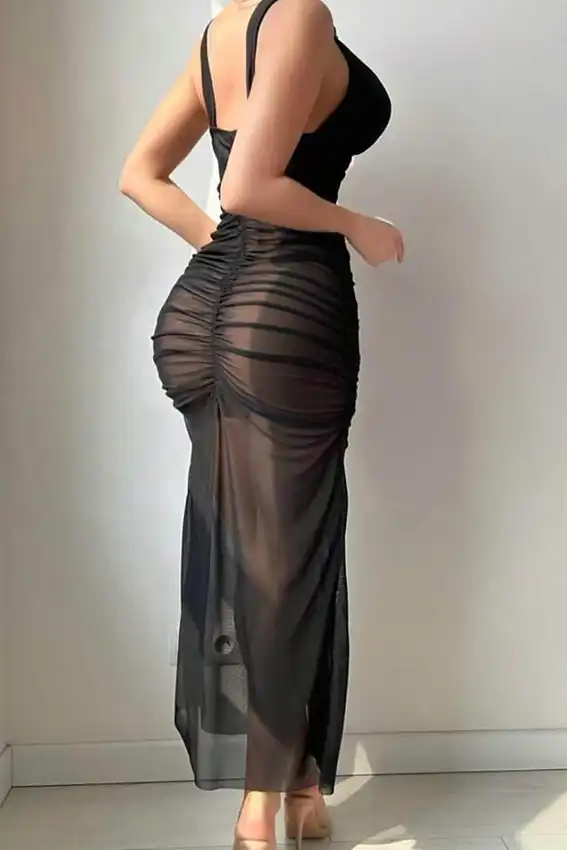 Elegant Black Sheer Dress