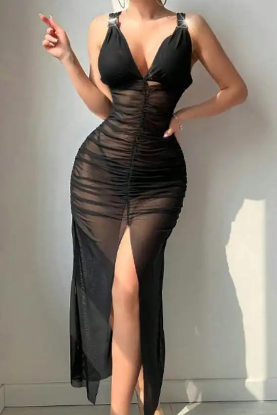 Elegant Black Sheer Dress