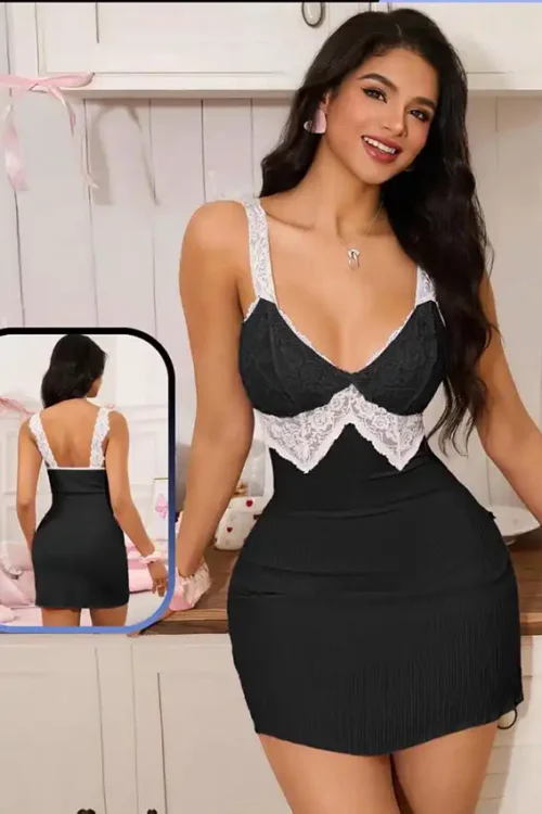 Elegant Lace Black Dress