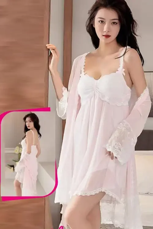 Lace Sleeve White Nightgown