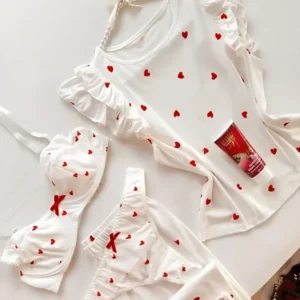 Heart Pattern Ruffle Sleeve Set