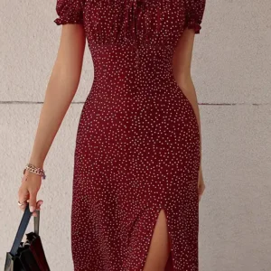 Polka Dot Short Sleeve Dress