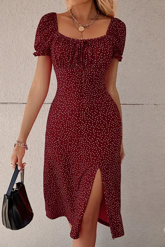Polka Dot Short Sleeve Dress
