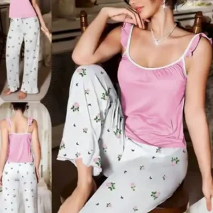 Floral Print Sleeveless Pajama Set
