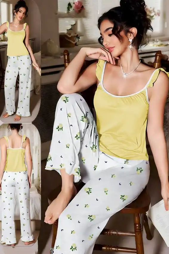 Floral Print Sleeveless Pajama Set