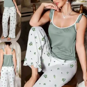 Floral Print Sleeveless Pajama Set