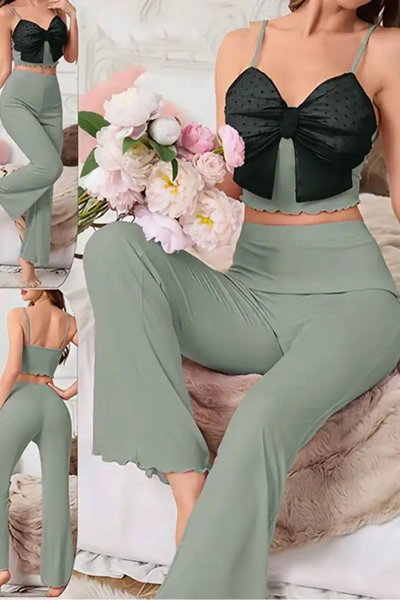 Elegant Bow Front Pajama Set
